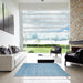 Square Contemporary Denim Blue Modern Rug in a Living Room, con20