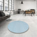 Round Contemporary Jeans Blue Modern Rug in a Office, con2102