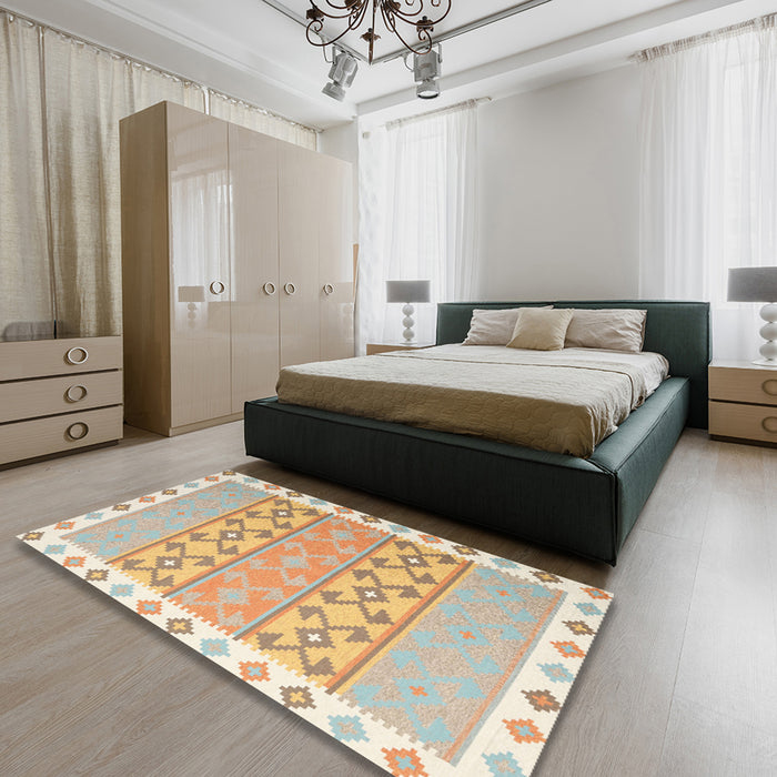 Machine Washable Contemporary Brown Rug in a Bedroom, wshcon2106