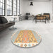 Round Contemporary Brown Modern Rug in a Office, con2106