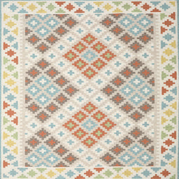 Square Contemporary Camel Brown Southwestern Rug, con2107