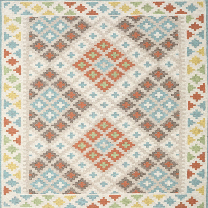 Square Contemporary Camel Brown Southwestern Rug, con2107