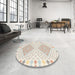 Round Machine Washable Contemporary Tan Brown Rug in a Office, wshcon2110