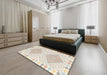 Contemporary Tan Brown Southwestern Rug in a Bedroom, con2110