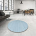 Round Contemporary Jeans Blue Modern Rug in a Office, con2111