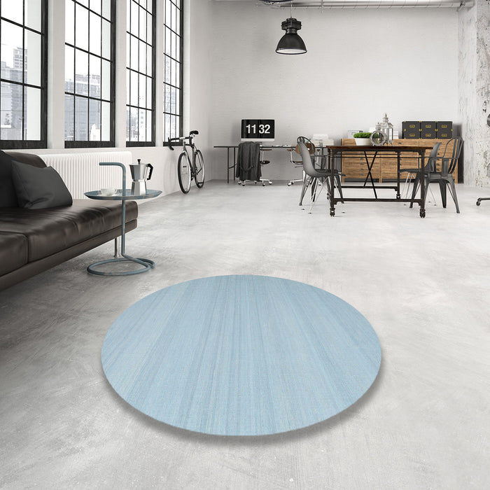 Round Machine Washable Contemporary Jeans Blue Rug in a Office, wshcon2111