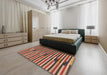 Contemporary Sand Brown Southwestern Rug in a Bedroom, con2113