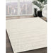 Contemporary Desert Sand Beige Solid Rug in Family Room, con2116