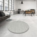 Round Contemporary Dark White Beige Modern Rug in a Office, con2117