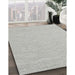 Contemporary Dark White Beige Modern Rug in Family Room, con2117