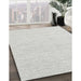 Contemporary Cloud Gray Modern Rug in Family Room, con2119