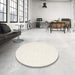 Round Contemporary Blonde Beige Solid Rug in a Office, con2123