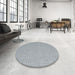 Round Contemporary Platinum Silver Gray Modern Rug in a Office, con2124