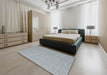 Contemporary Platinum Silver Gray Modern Rug in a Bedroom, con2124