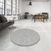 Round Machine Washable Contemporary Grey Gray Rug in a Office, wshcon2127