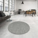 Round Machine Washable Contemporary Gray Rug in a Office, wshcon2131