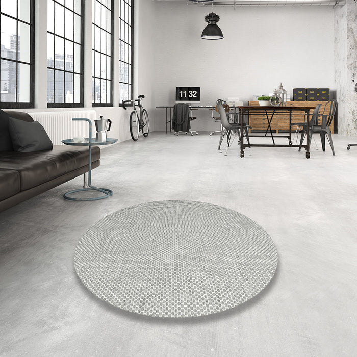 Round Machine Washable Contemporary Dark White Beige Rug in a Office, wshcon2132