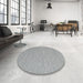 Round Contemporary Silver Gray Modern Rug in a Office, con2134