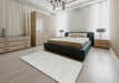 Contemporary Dark Gray Modern Rug in a Bedroom, con2139