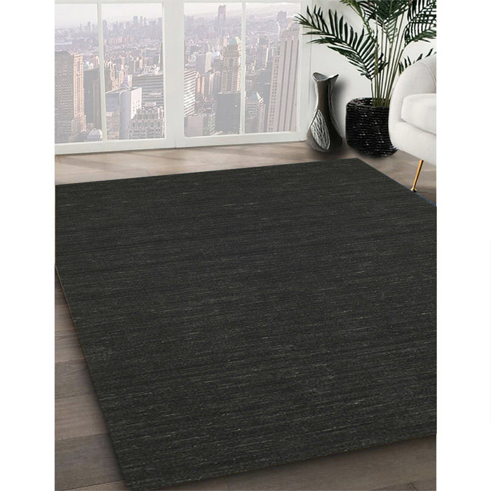 Machine Washable Contemporary Charcoal Black Rug in a Family Room, wshcon214