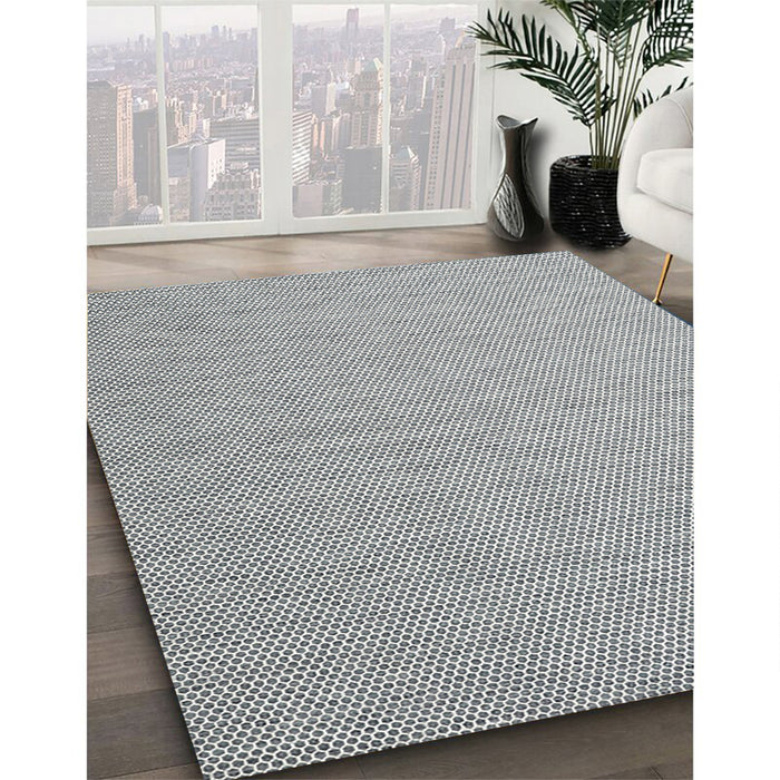 Contemporary Platinum Silver Gray Modern Rug in Family Room, con2153