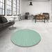 Round Machine Washable Contemporary Blue Green Rug in a Office, wshcon215