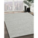 Contemporary Dark White Beige Modern Rug in Family Room, con2161