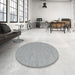 Round Machine Washable Contemporary Grey Gray Rug in a Office, wshcon2165