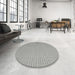 Round Machine Washable Contemporary Grey Gray Rug in a Office, wshcon2174