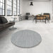 Round Contemporary Slate Granite Gray Modern Rug in a Office, con2178