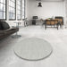 Round Machine Washable Contemporary Gunmetal Gray Rug in a Office, wshcon2180