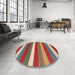 Round Machine Washable Contemporary Red Rug in a Office, wshcon2189