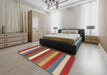 Machine Washable Contemporary Red Rug in a Bedroom, wshcon2189