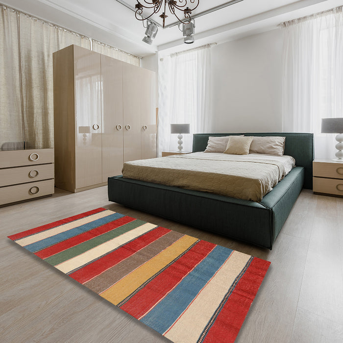 Contemporary Red Oriental Rug in a Bedroom, con2189