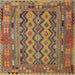 Square Contemporary Mahogany Brown Southwestern Rug, con2193