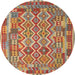 Sideview of Contemporary Metallic Gold Southwestern Rug, con2194