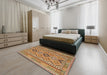 Contemporary Red Oriental Rug in a Bedroom, con2196