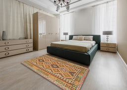 Contemporary Red Oriental Rug in a Bedroom, con2196