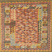 Square Contemporary Gold Oriental Rug, con2197