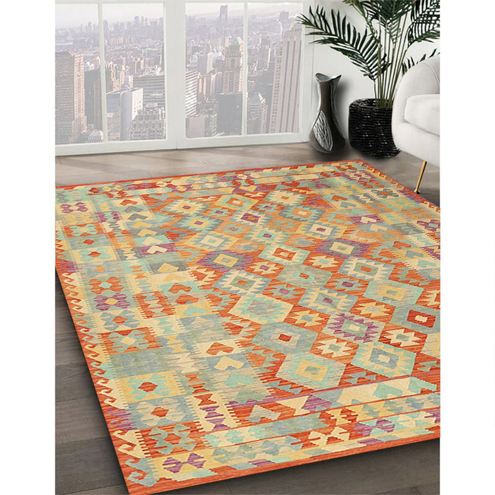 Machine Washable Contemporary Orange Rug in a Family Room, wshcon2198