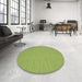 Round Machine Washable Contemporary Pistachio Green Rug in a Office, wshcon219