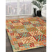 Contemporary Copper Green Southwestern Rug in Family Room, con2200