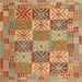 Square Contemporary Copper Green Southwestern Rug, con2200