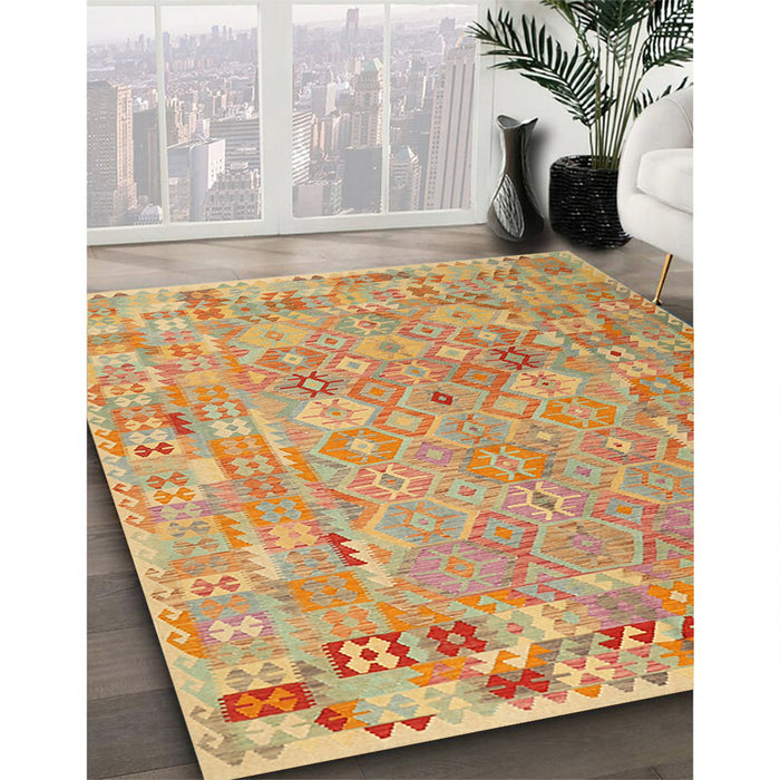 Machine Washable Contemporary Orange Rug in a Family Room, wshcon2202