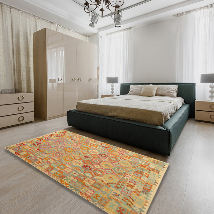 Machine Washable Contemporary Orange Rug in a Bedroom, wshcon2202