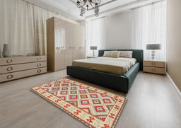 Contemporary Brown Southwestern Rug in a Bedroom, con2206
