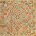 Square Contemporary Orange Southwestern Rug, con2211