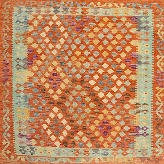 Square Contemporary Orange Red Oriental Rug, con2212