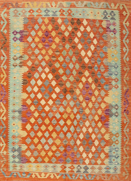 Contemporary Orange Red Oriental Rug, con2212