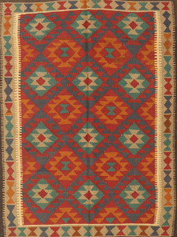 Machine Washable Contemporary Red Rug, wshcon2214